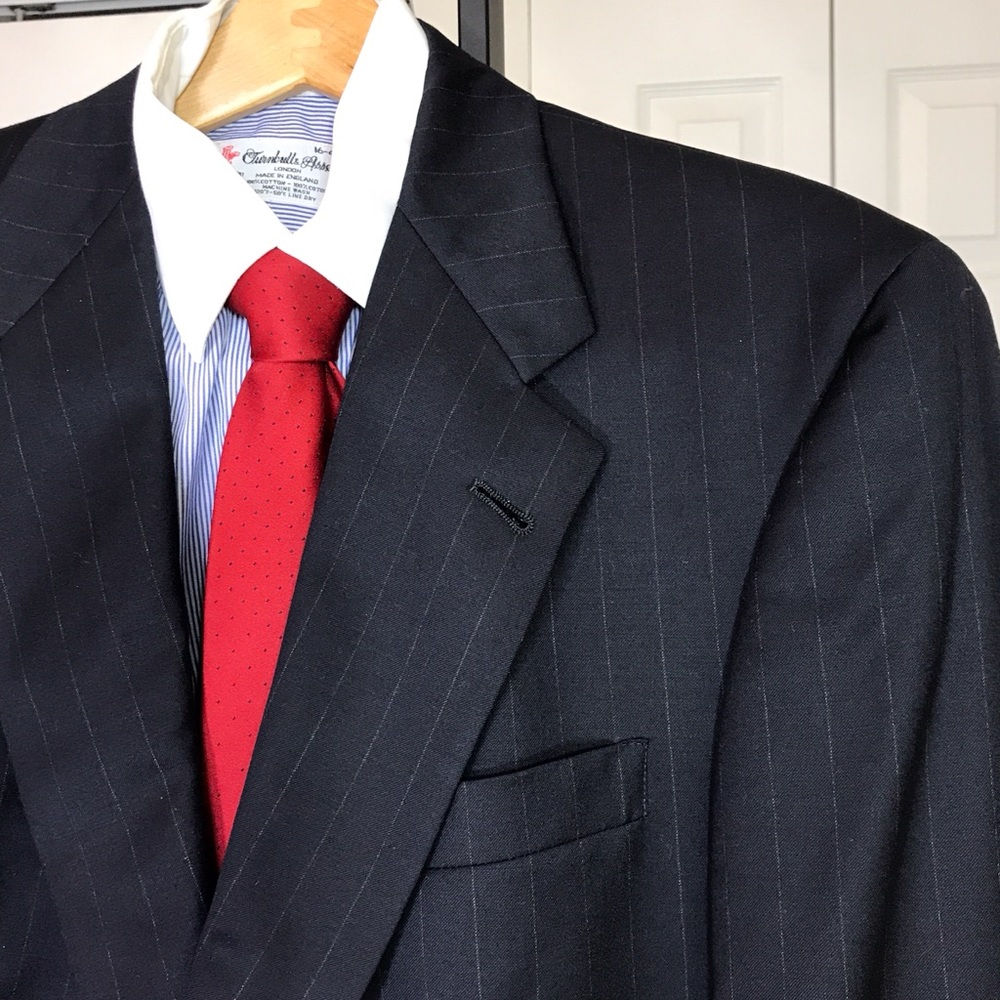 Hart Schaffner Marx 40L navy blue pinstripe Blazer